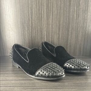 Steve Madden Black Velvet Studded Men's Loafers